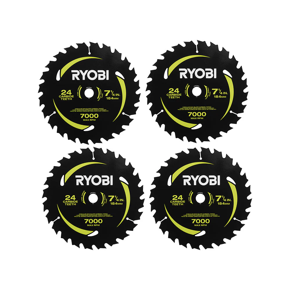 4 PC. 7-1/4" x 24T Carbide Thin Kerf Circular Saw Blade