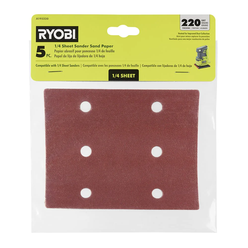 5 PC. 220 Grit 1/4 Sheet Sander Sand Paper
