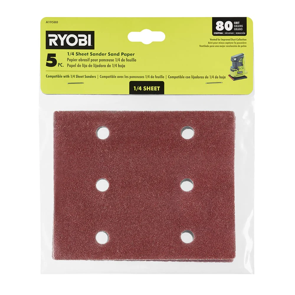 5 PC. 80 Grit 1/4 Sheet Sander Sand Paper