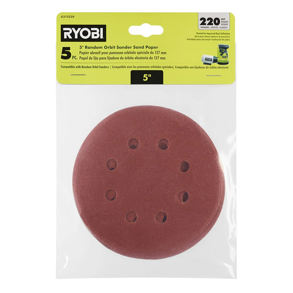 5 PC. 220 Grit 5" Random Orbit Sander Sand Paper