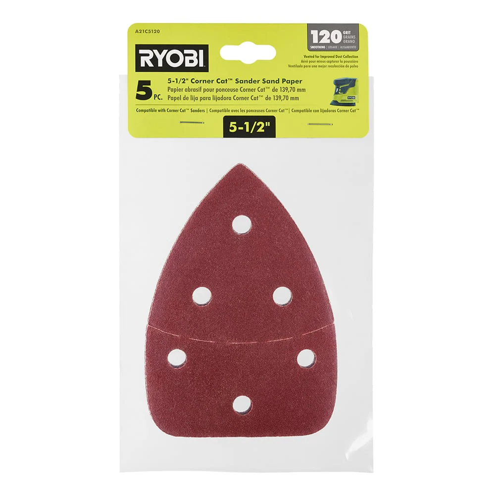 5 PC. 120 Grit 5-1/2" Corner Cat Sander Sand Paper