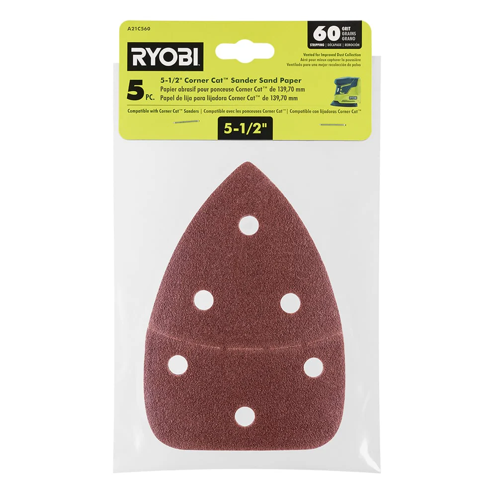 5 PC. 60 Grit 5-1/2" Corner Cat Sander Sand Paper
