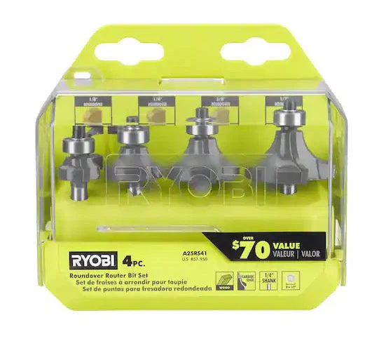 4 PC. Roundover Router Bit Set