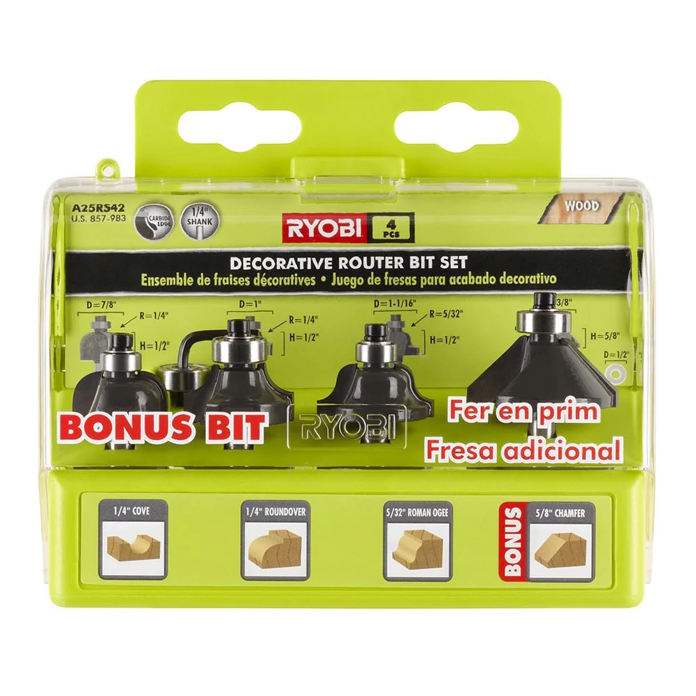 4 PC. Decorative Router Bit Set