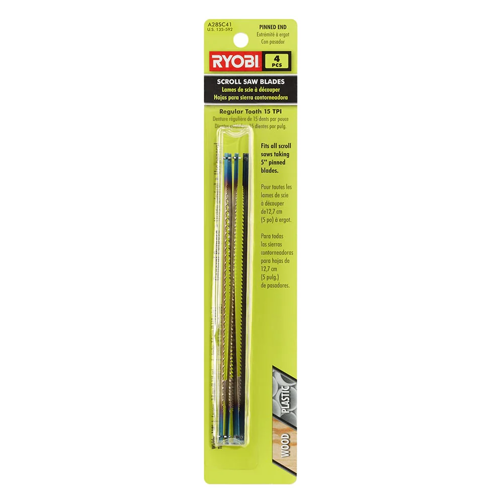 4 PC. 15 TPI Scroll Saw Blade Set