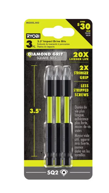 3 PC. 3-1/2" SQ2 Diamond Grit Impact Drive Bits