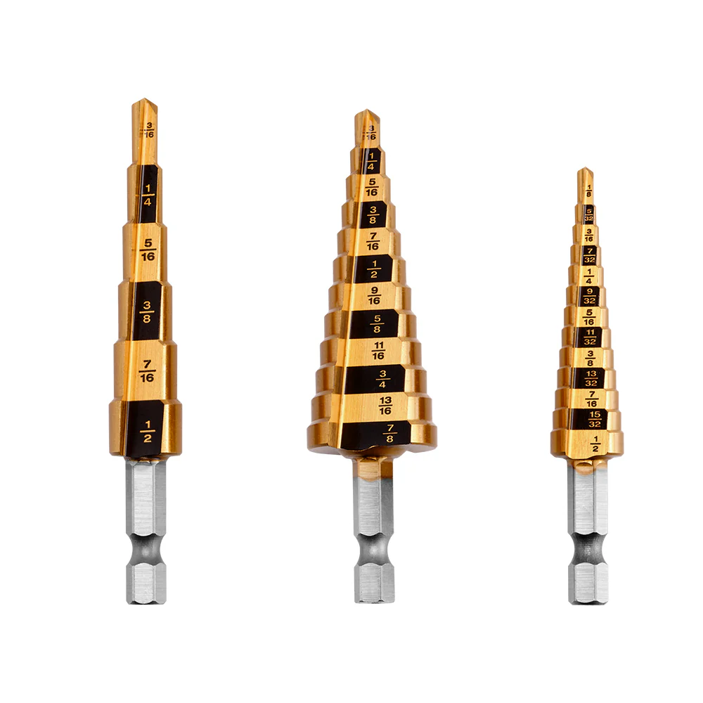 3 PC. Titanium Step Drill Bit Set - Image 2
