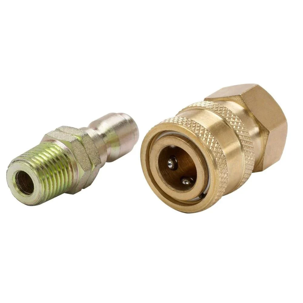 1/4" Male x 1/4" Female Quick-Connect NPT Pressure Washer Brass Coupler