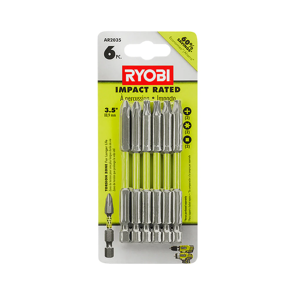 6 PC. 3-1/2" Impact Rated Driving Bit Set