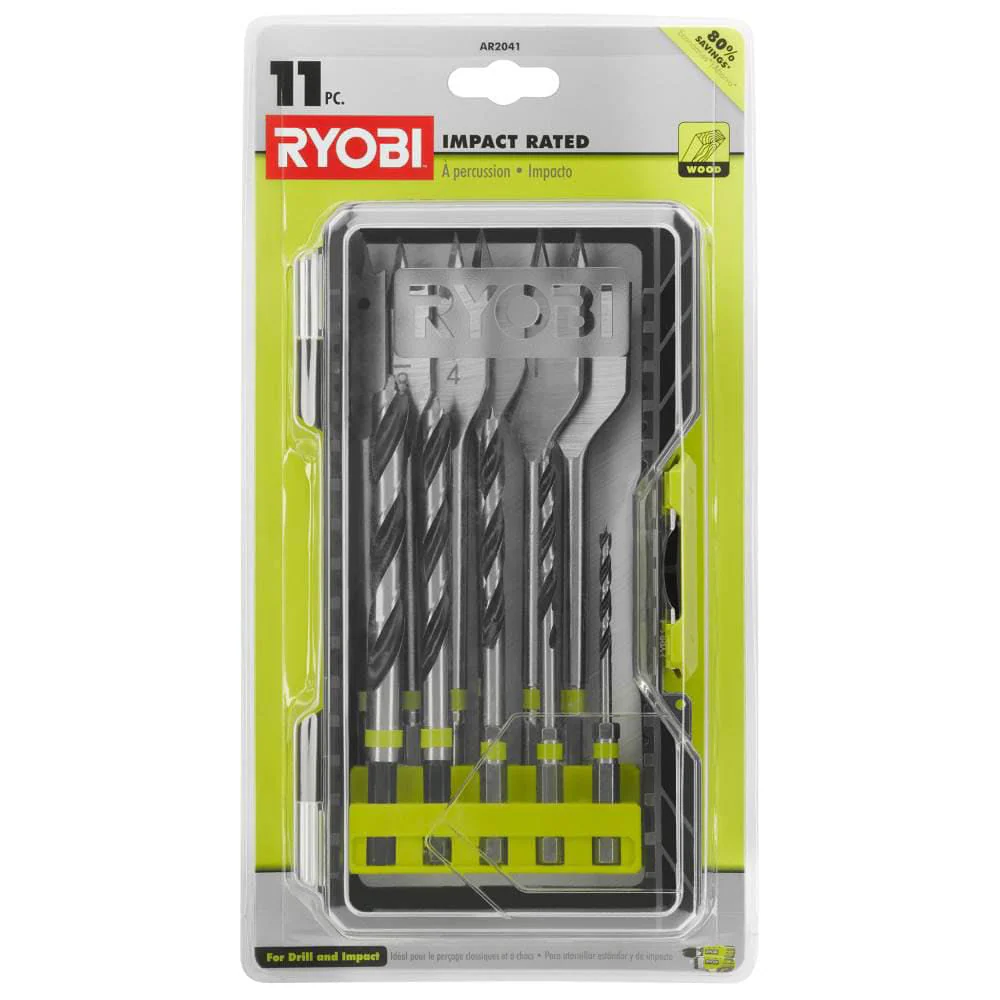 11 PC. Hex Shank Woodboring Drill Bit Set