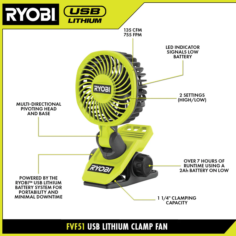 USB Lithium Clamp Fan Kit - Image 4
