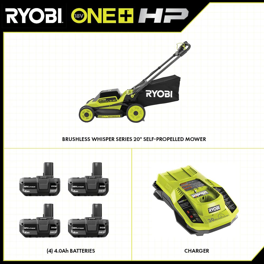 18V ONE+ HP Brushless WHISPER Series 20" Self-Propelled Dual Blade Mower Kit - Image 7