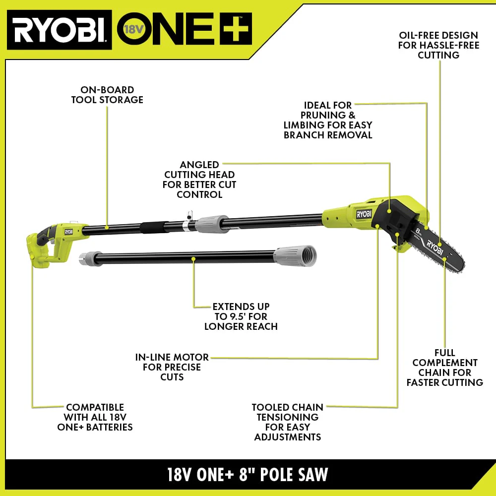 18V ONE+ 8" Pole Saw Kit - Image 4