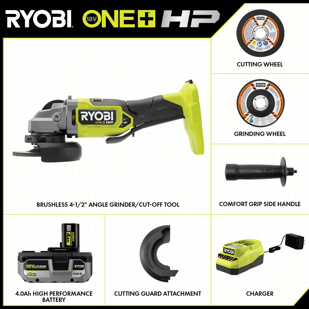 18V ONE+ HP Brushless 4-1/2" Angle Grinder/Cut-Off Tool Kit - Image 2