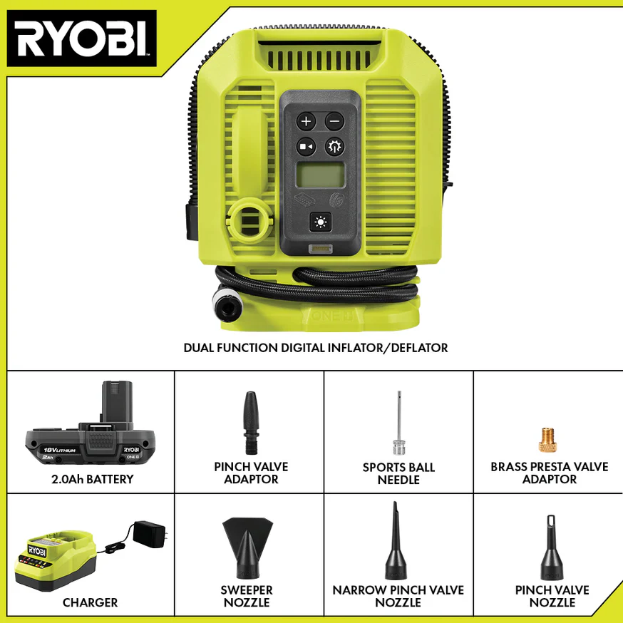 18V ONE+ Dual Function Digital Inflator/Deflator Kit - Image 2