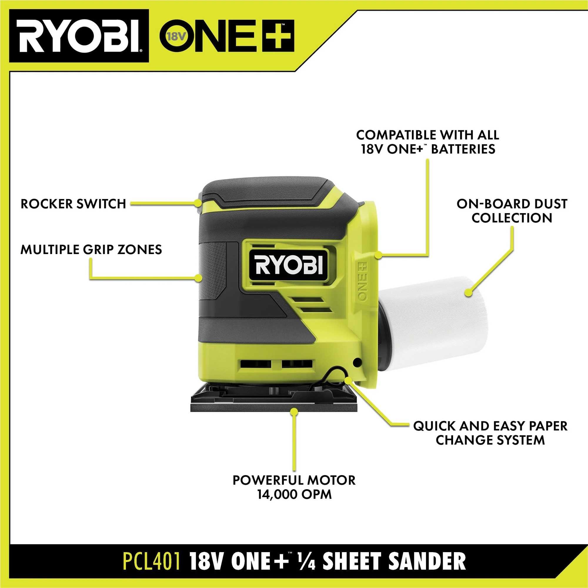 18V ONE+ 1/4 Sheet Sander - Image 5