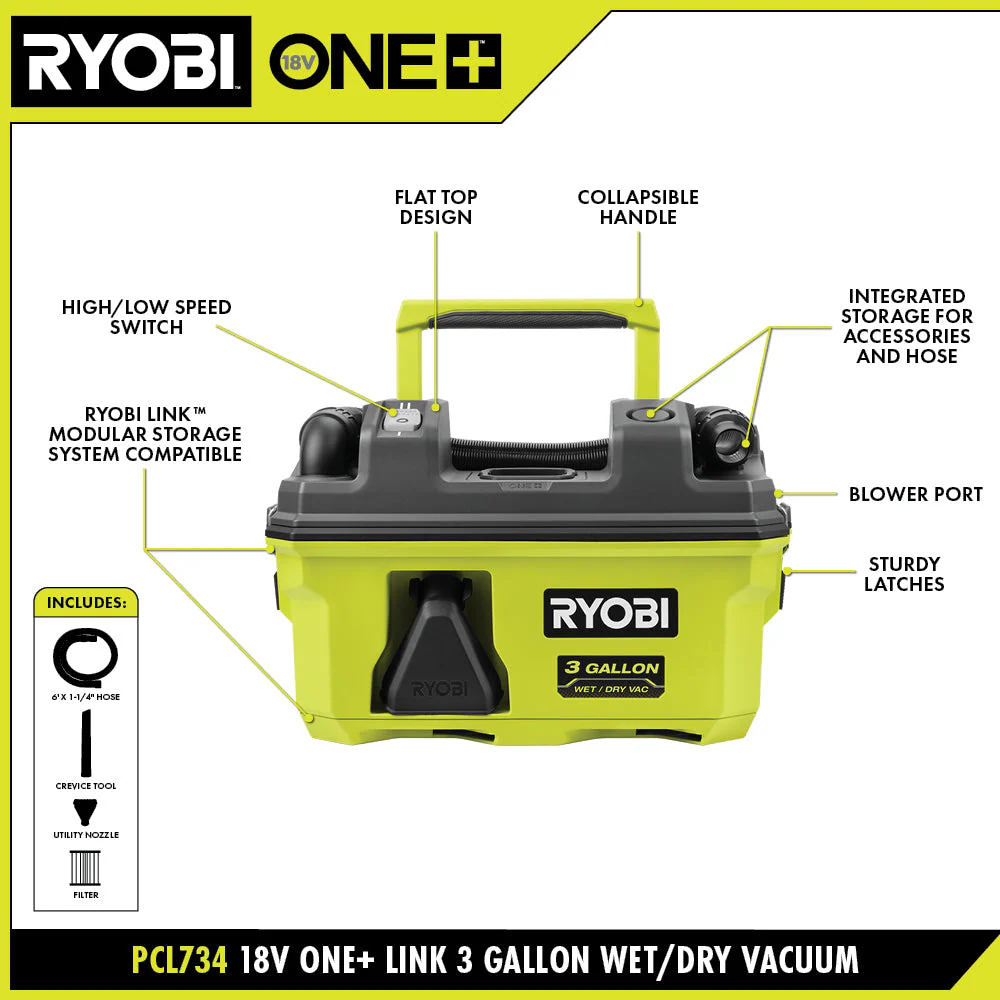 18V ONE+ LINK 3 Gallon Wet/Dry Vacuum - Image 5