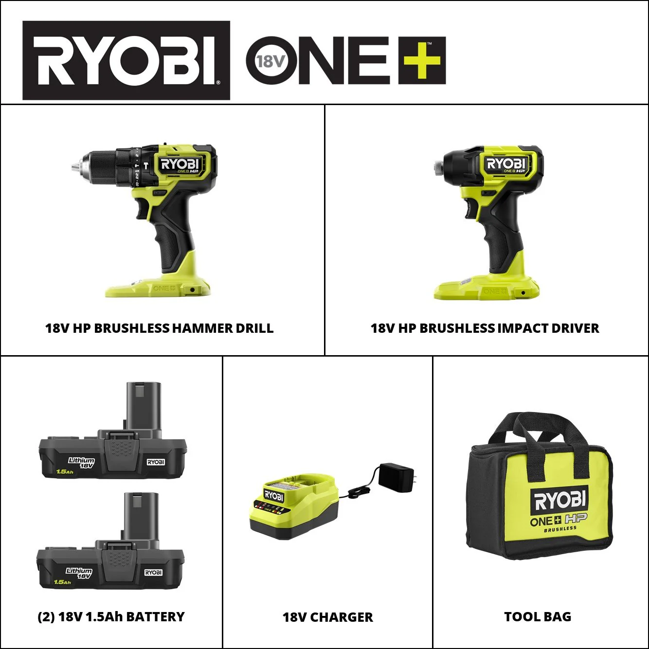 18V ONE+ HP Compact Brushless 2-Tool Combo Kit - Image 4