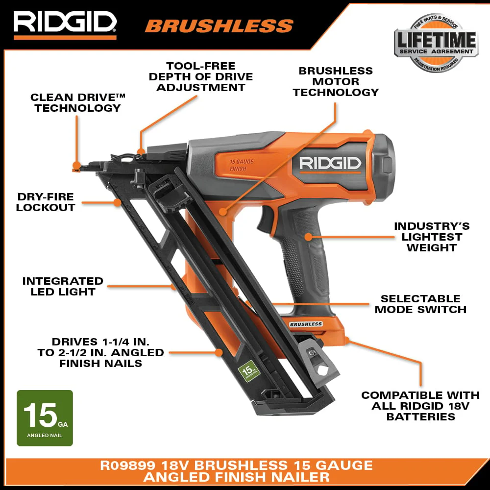 18V Brushless 15GA Angled Finish Nailer Kit - Image 2