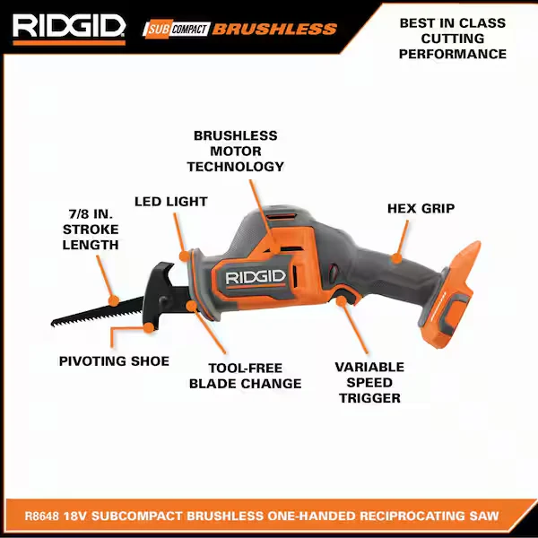 18V SubCompact Brushless One-Handed Reciprocating Saw - Image 4