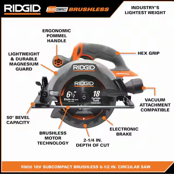 18V SubCompact Brushless 6-1/2" Circular Saw Kit - Image 7