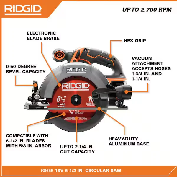 18V Cordless 1/2 in. Drill/Driver and 6-1/2 in. Circular Saw Combo Kit - Image 5