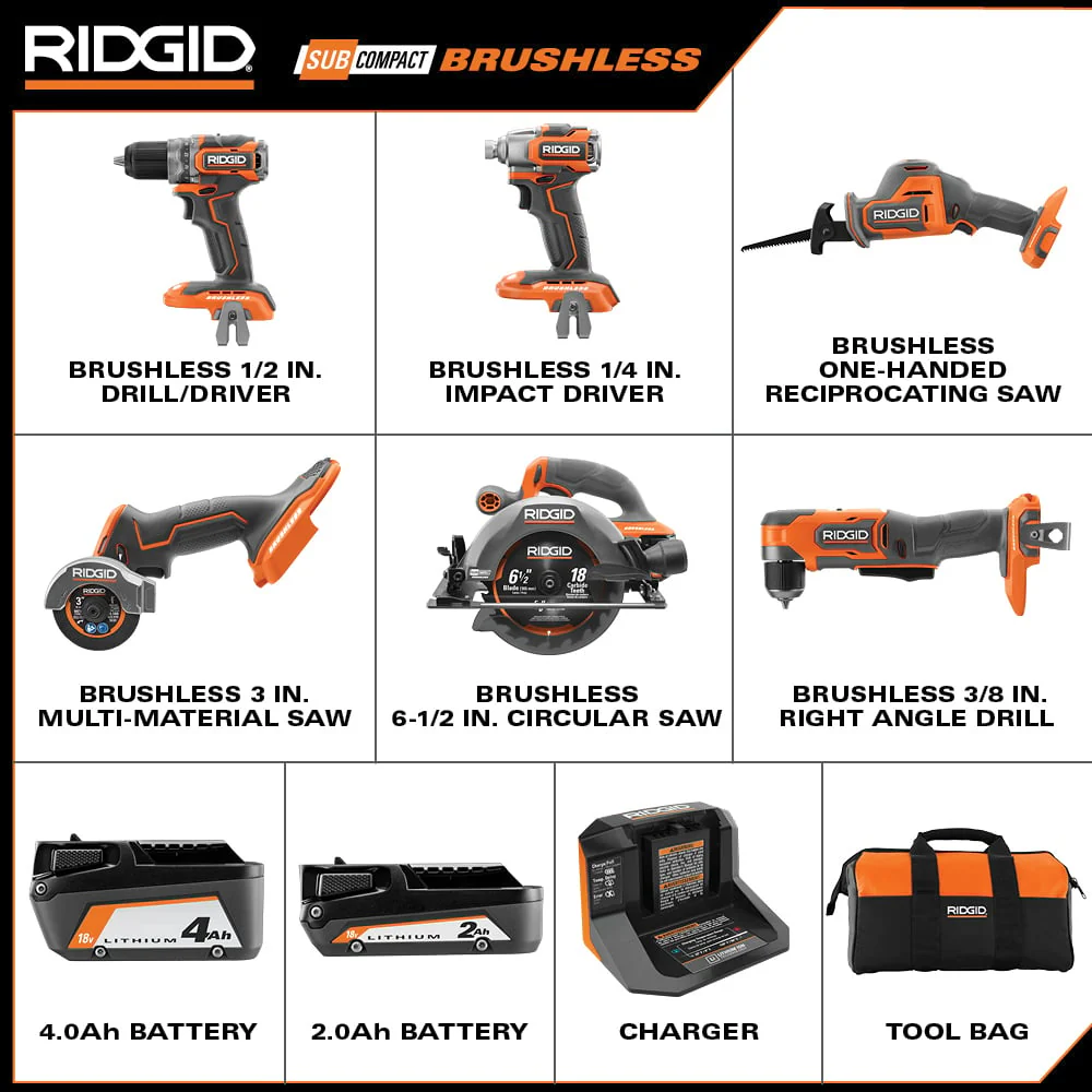 18V SubCompact Brushless 6-Tool Combo Kit - Image 2