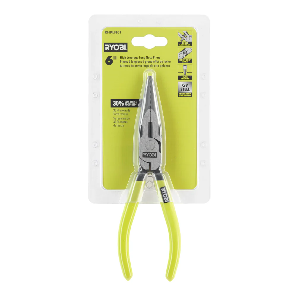 6" High Leverage Long Nose Pliers - Image 2
