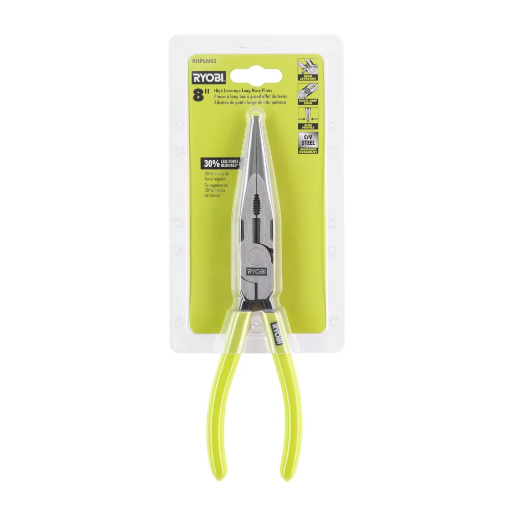 8" High Leverage Long Nose Pliers - Image 2