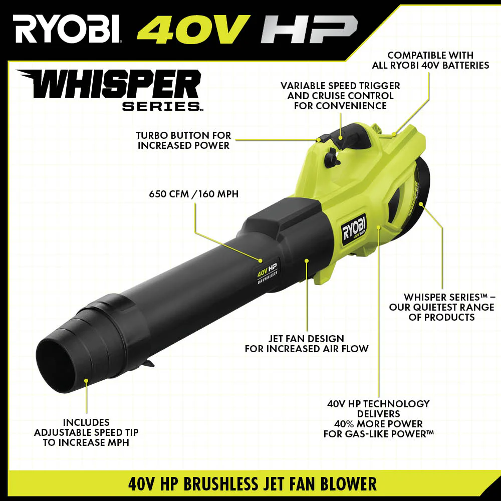 40V HP Brushless WHISPER Series Blower Kit - Image 5