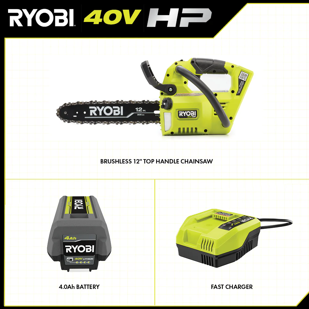 40V HP Brushless 12" Top Handle Chainsaw Kit - Image 4