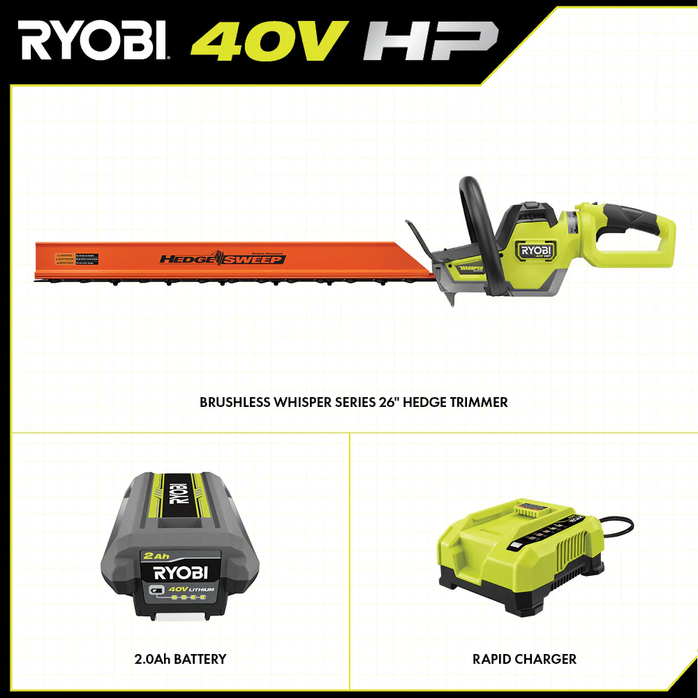 40V HP Brushless WHISPER Series 26" Hedge Trimmer Kit - Image 3