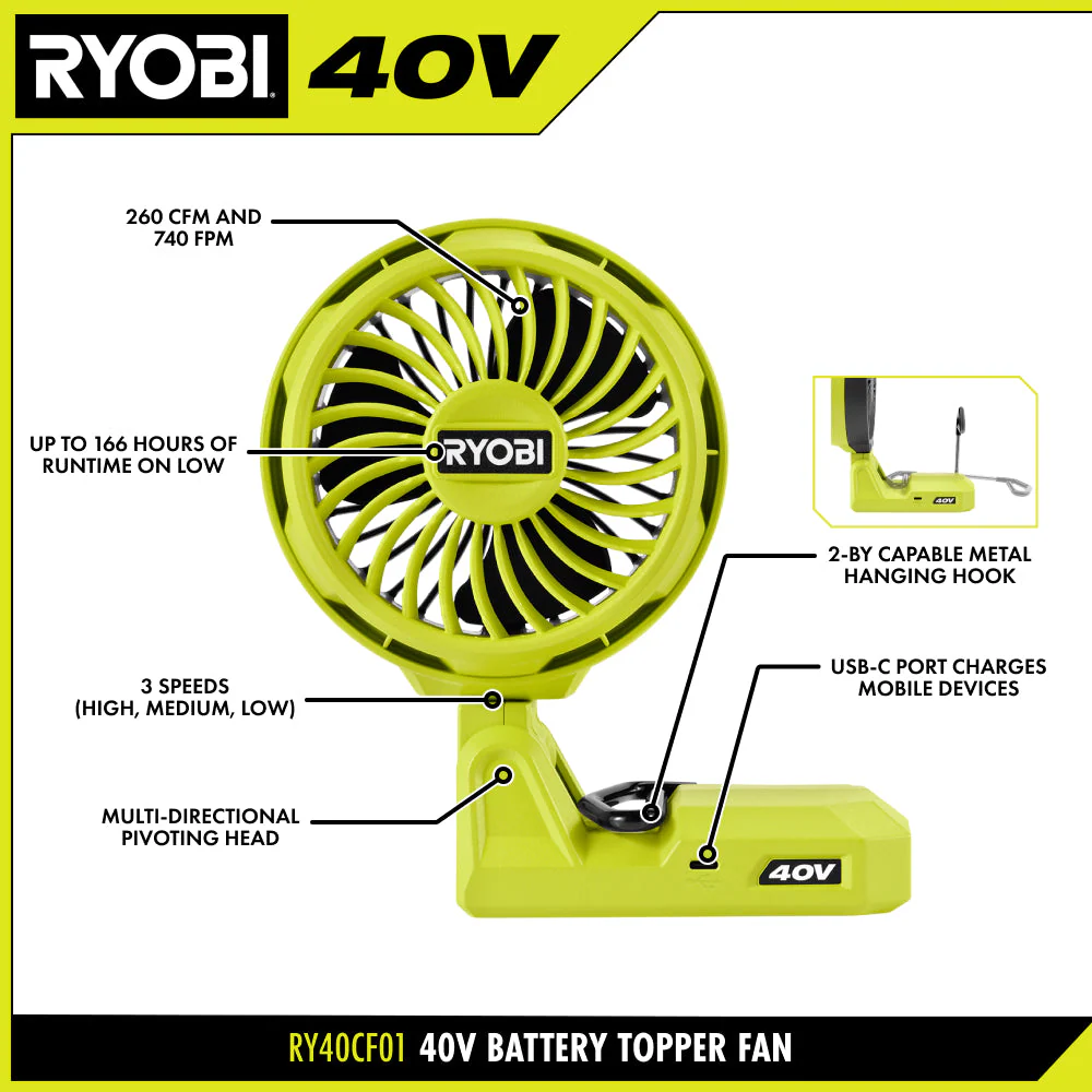 40V Battery Topper Fan - Image 4