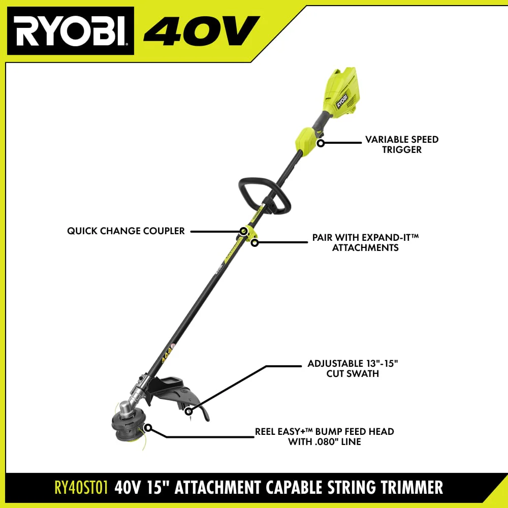 40V 15" Attachment Capable String Trimmer - Image 2