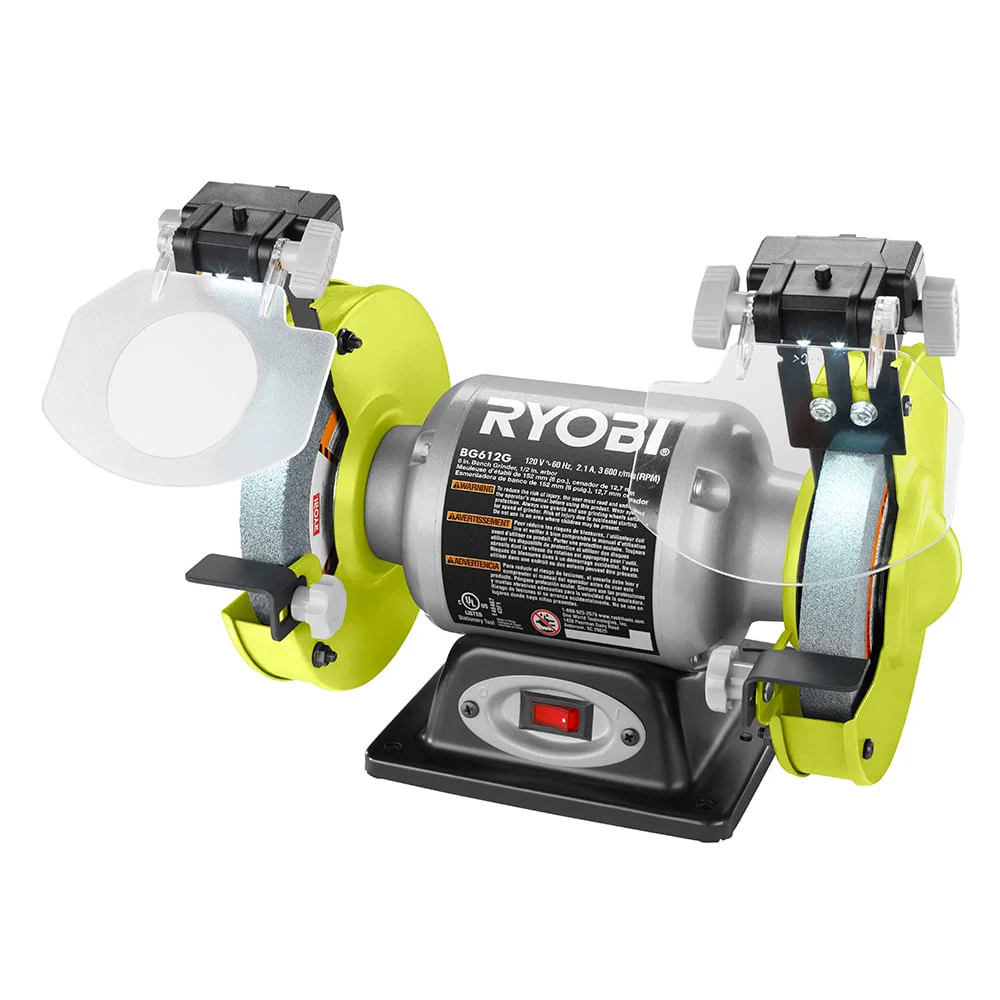 2.1 Amp 6" Bench Grinder with LED Lights