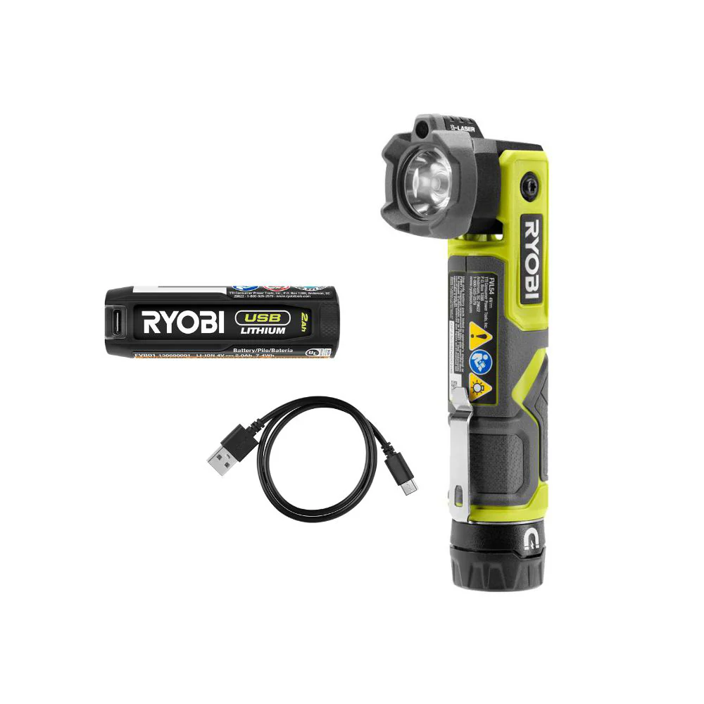 USB Lithium LED Pivoting LASER Flashlight Kit