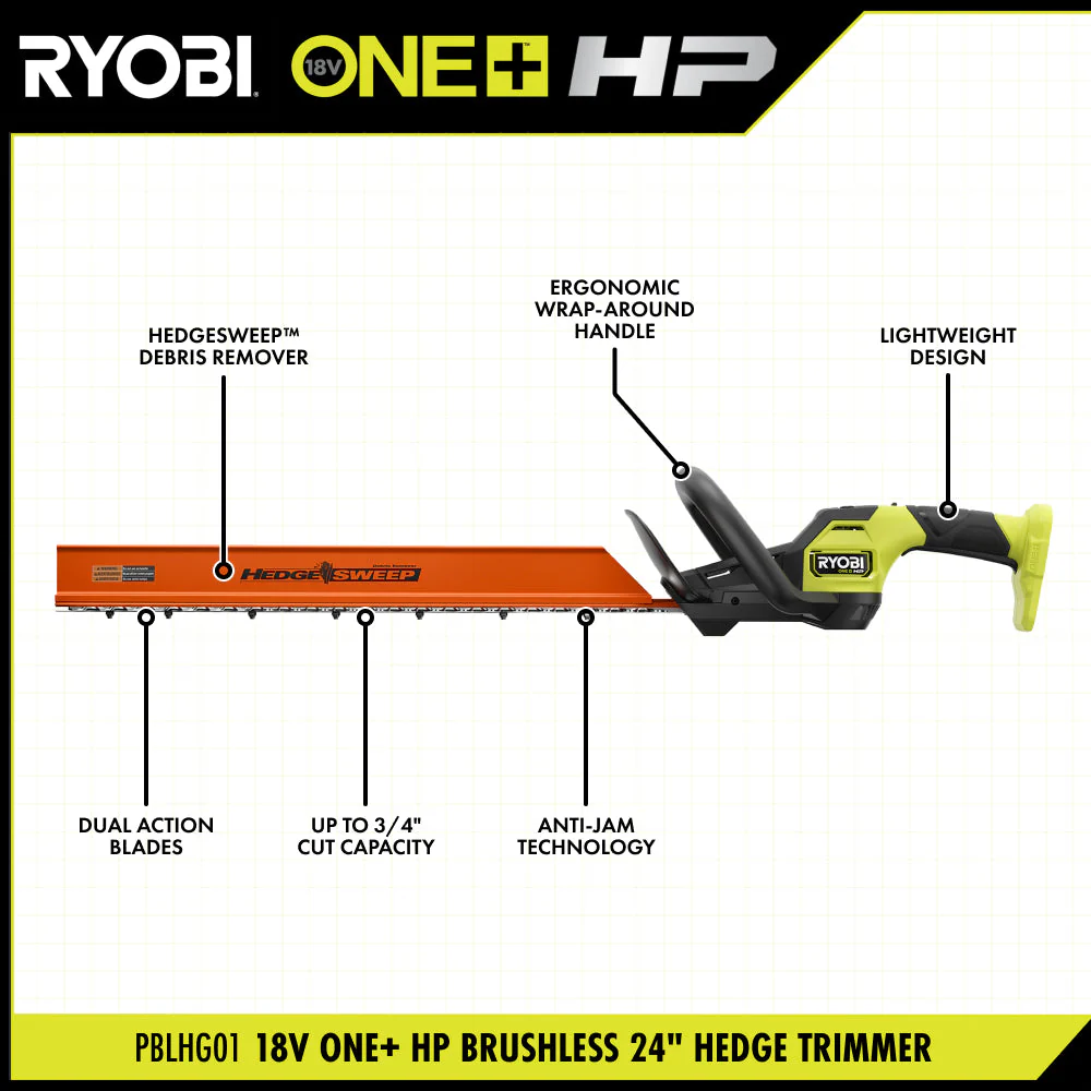 18V ONE+ HP Brushless 24" Hedge Trimmer - Image 6