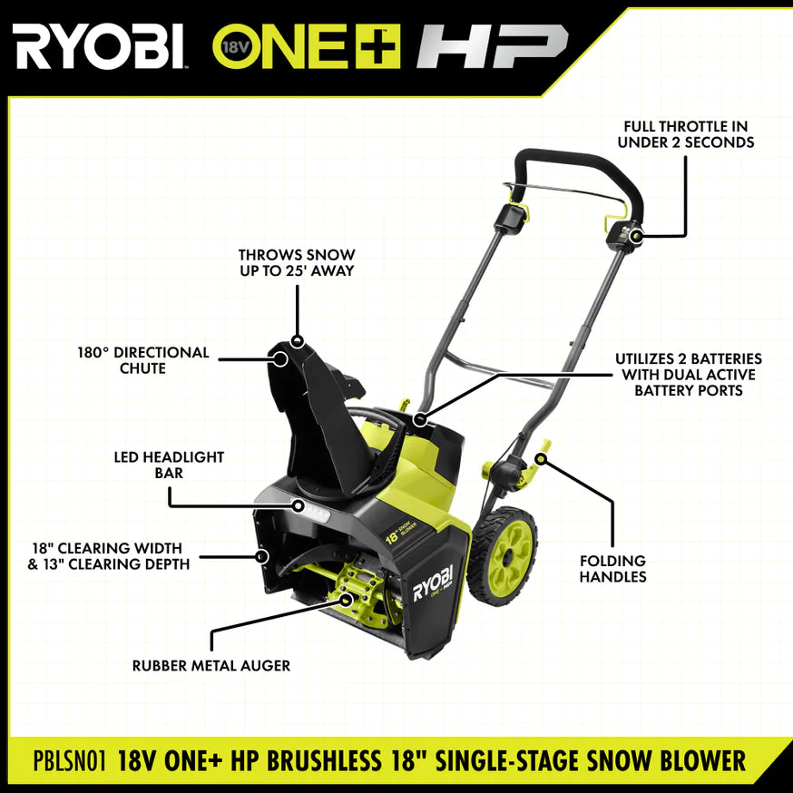 18V ONE+ HP Brushless 18" Single-Stage Snow Blower Kit - Image 3