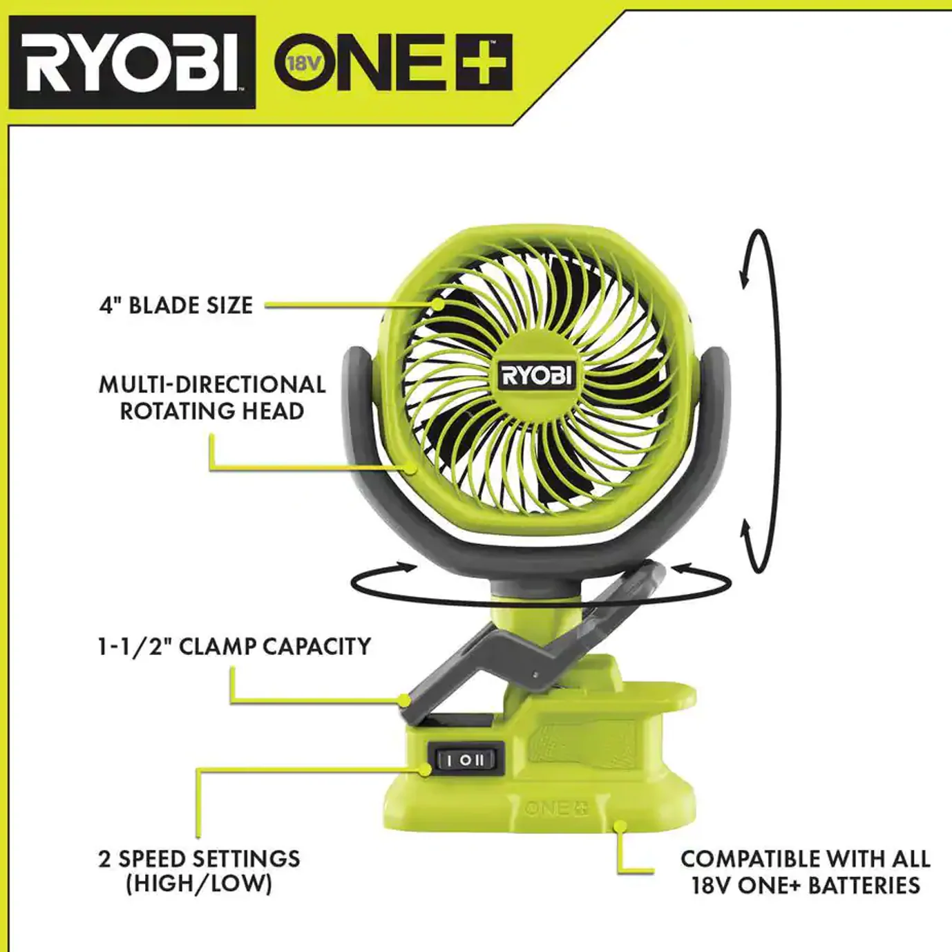 18V ONE+ 4" Clamp Fan Kit - Image 5