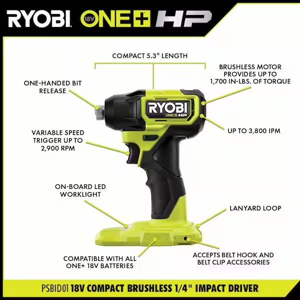 18V ONE+ HP Compact Brushless 2-Tool Combo Kit - Image 5